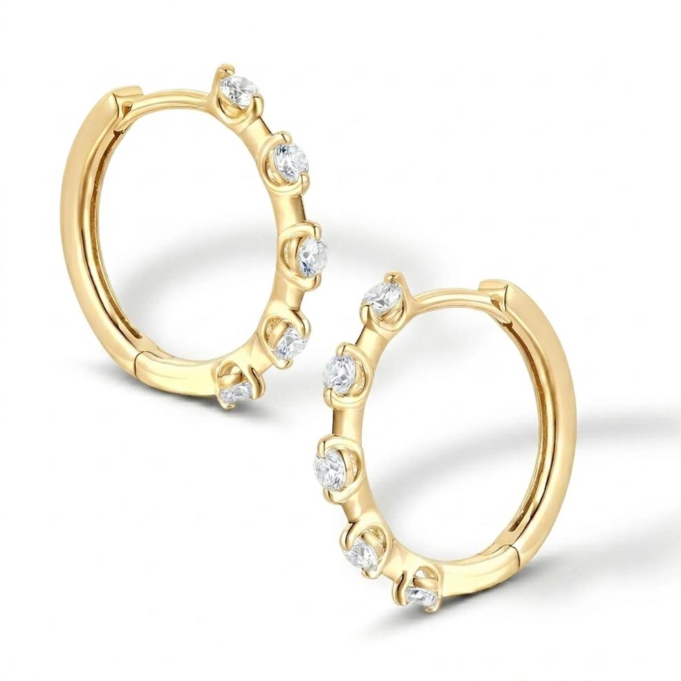 Diamond Hoop Earrings in 10K Yellow Gold (1/3 ct. tw.) – Image 1 of 2