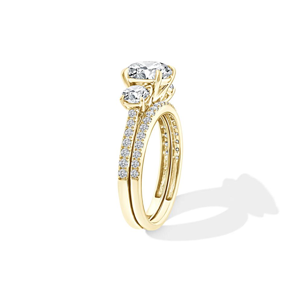 Lab Grown Diamond Three-Stone Engagement Set in 10K Yellow Gold (2 1/2 ct. tw.) – Image 3 of 6