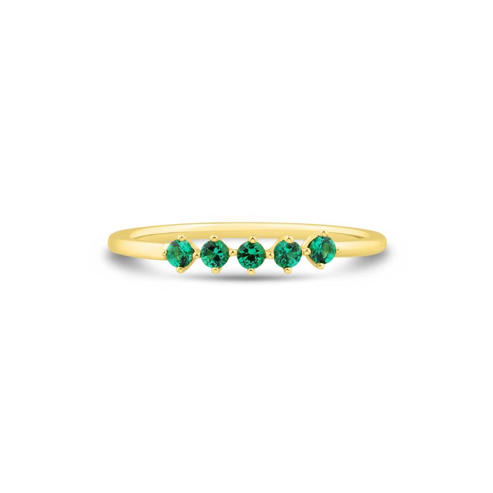 Lab-Created Emerald Five-Stone Band in 10K Yellow Gold – Image 1 of 4
