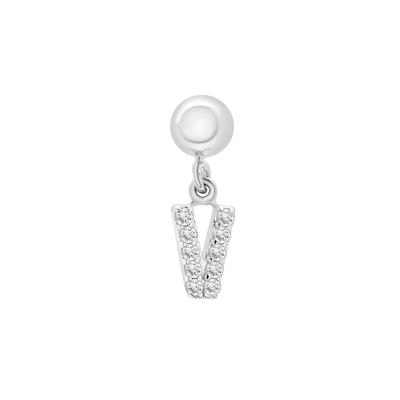 Diamond Accent V Initial Bead Charm in Sterling Silver