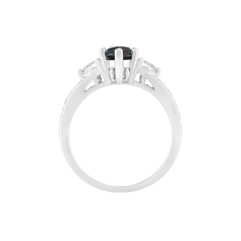 Lab-Created Alexandrite Marquise &amp; Lab-Created White Sapphire Ring in Sterling Silver – Image 2 of 3