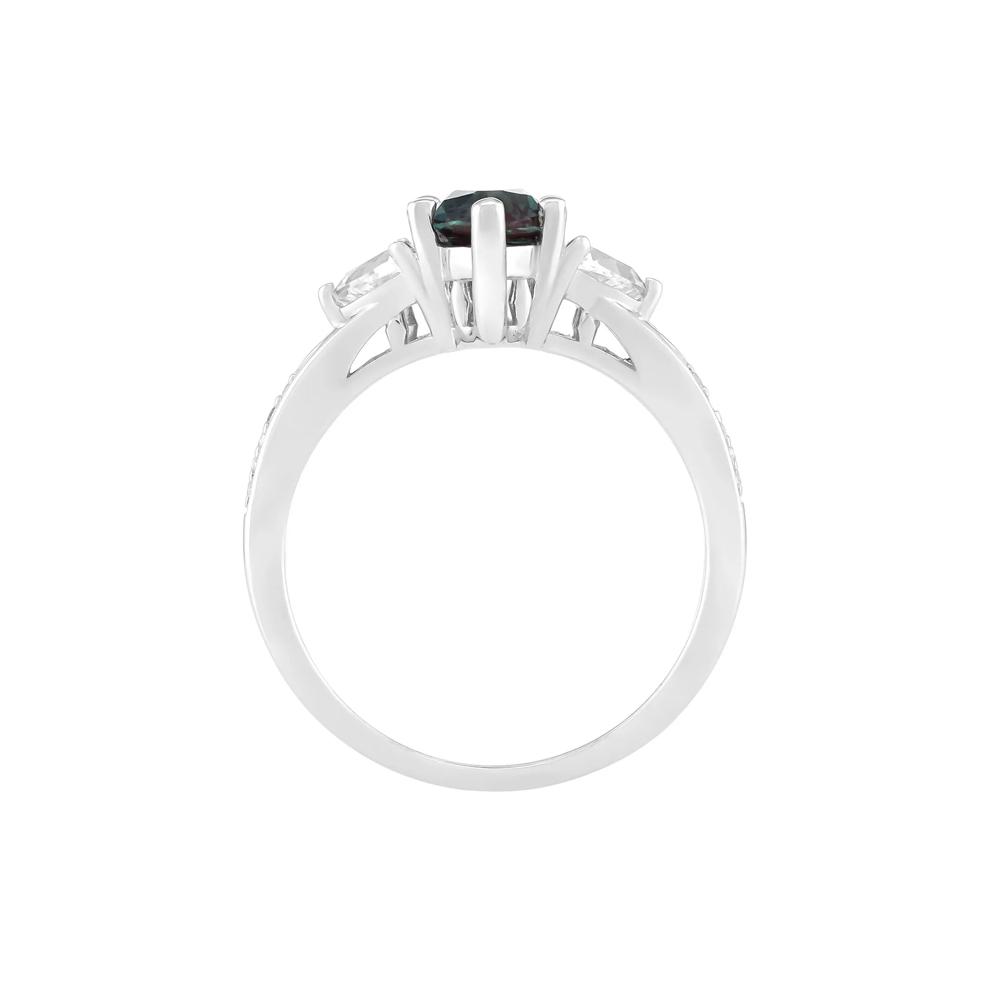 Lab-Created Alexandrite Marquise &amp; Lab-Created White Sapphire Ring in Sterling Silver – Image 2 of 3