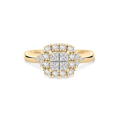 Diamond Princess-Cut Quad Center Composite Ring in 14K Yellow Gold (3/8 ct. tw.)