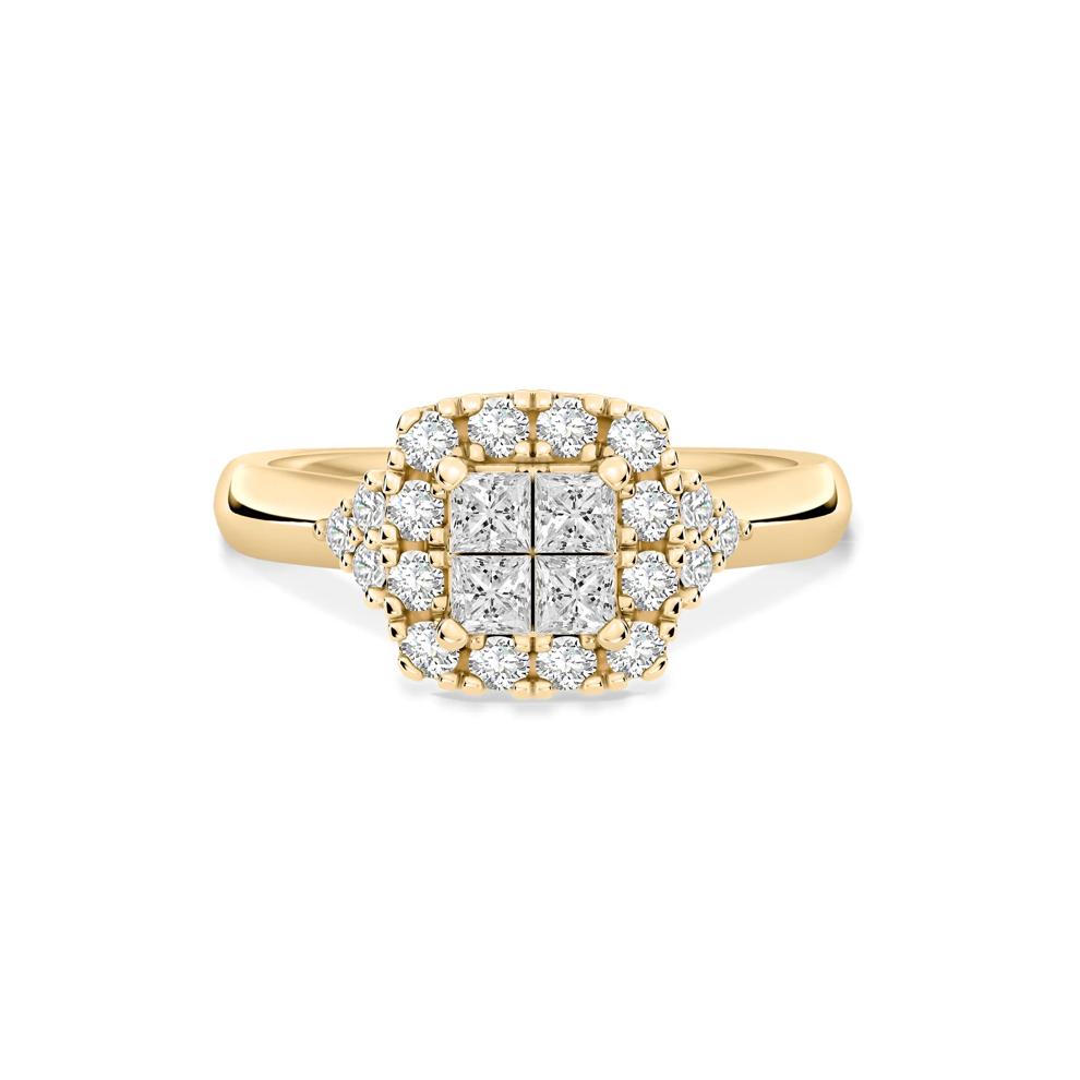 Diamond Princess-Cut Quad Center Composite Ring in 14K Yellow Gold (3/8 ct. tw.) – Image 1 of 4