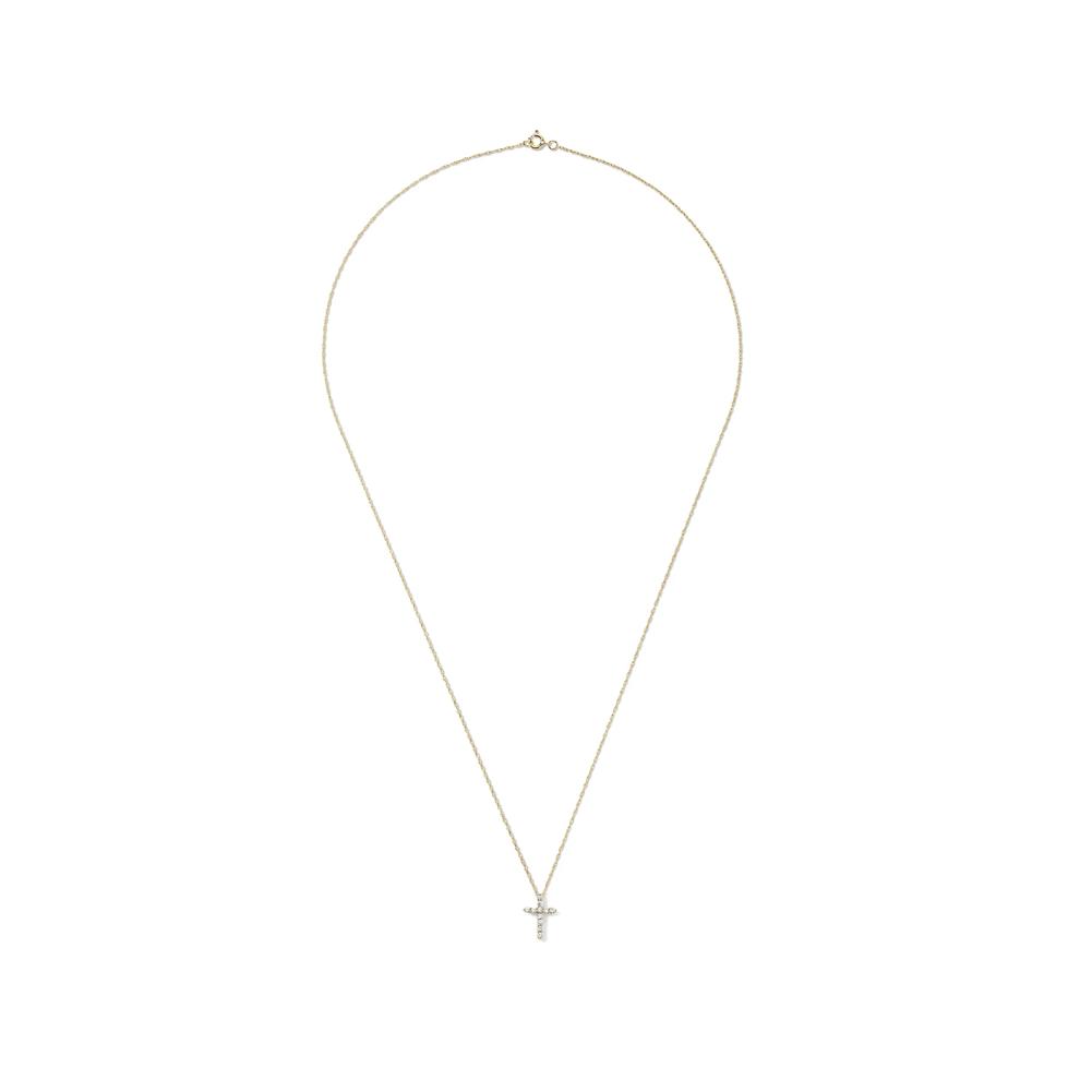 Diamond Cross Pendant in 14K Yellow Gold (1/8 ct. tw.) – Image 2 of 2