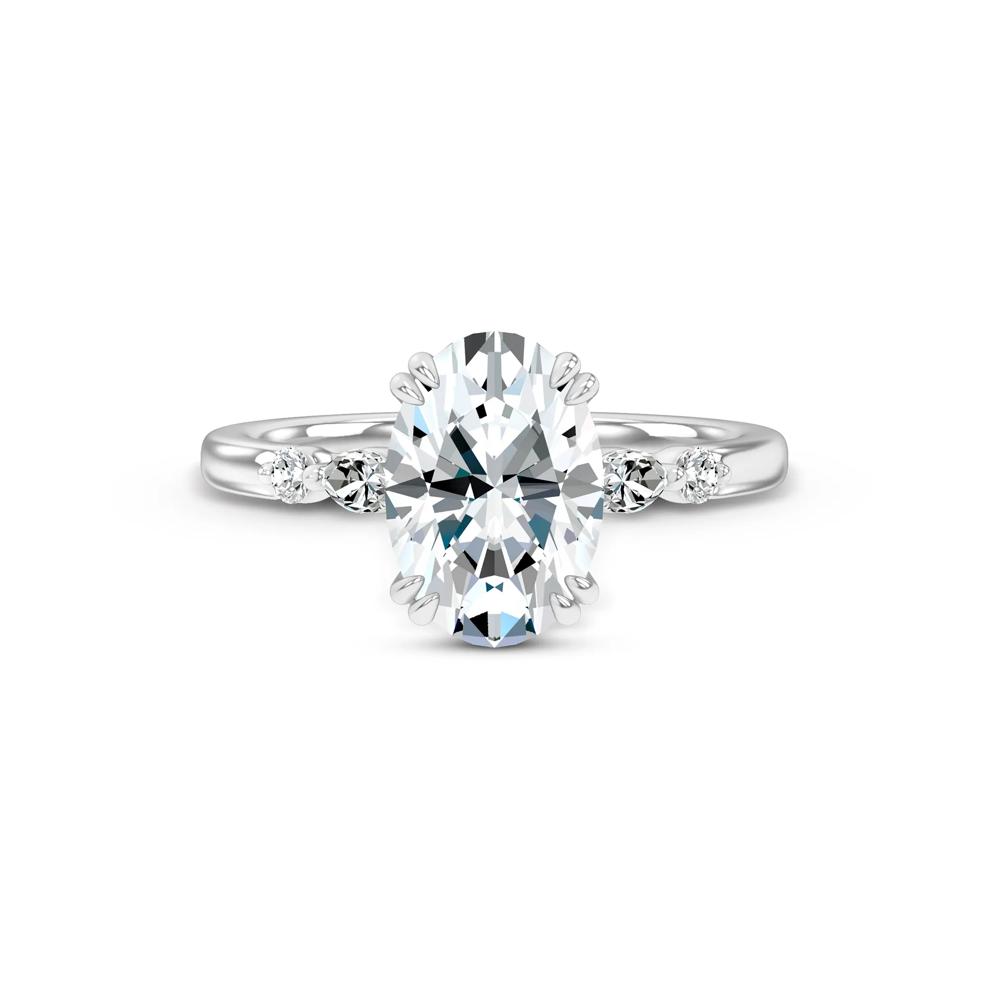 Lab Grown Diamond Oval Engagement Ring in 14K White Gold (3 1/7 ct. tw.) – Image 1 of 4