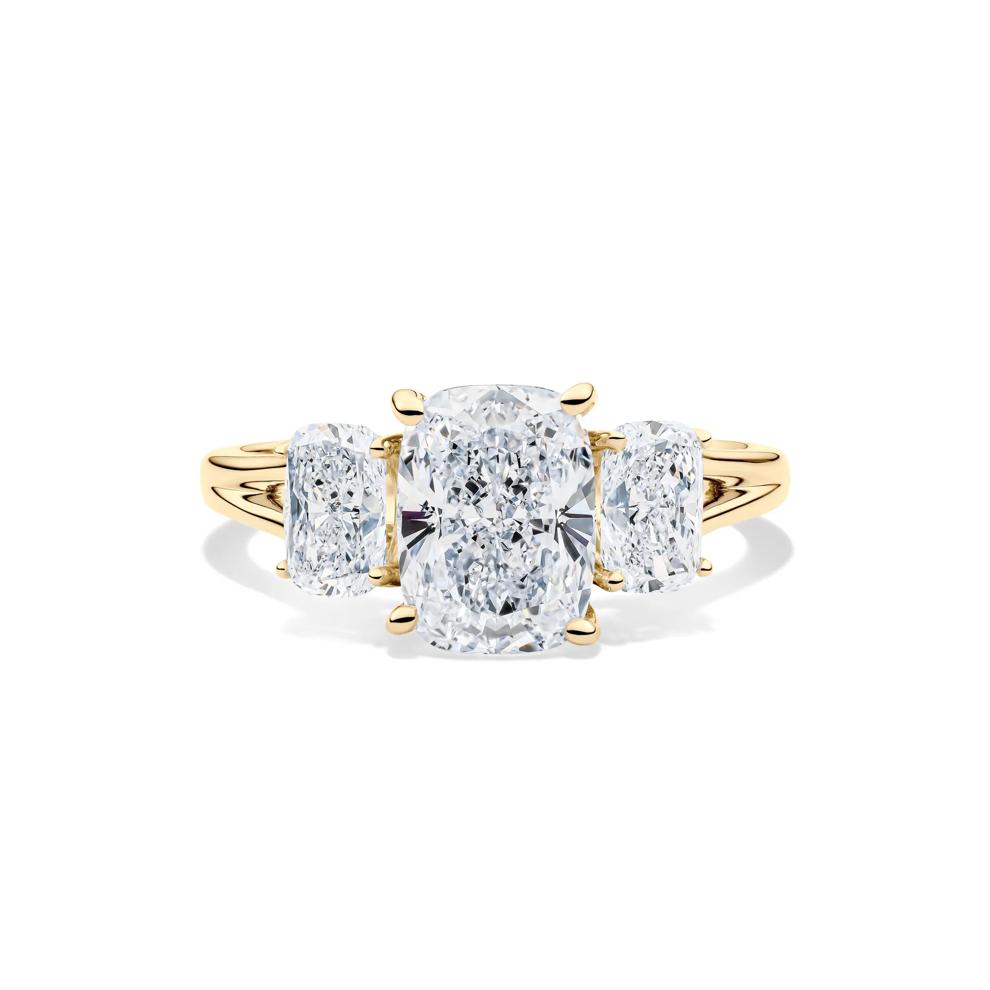 Lab Grown Diamond Three-Stone Engagement Ring in 14K Yellow Gold (3 ct. tw.) – Image 1 of 4