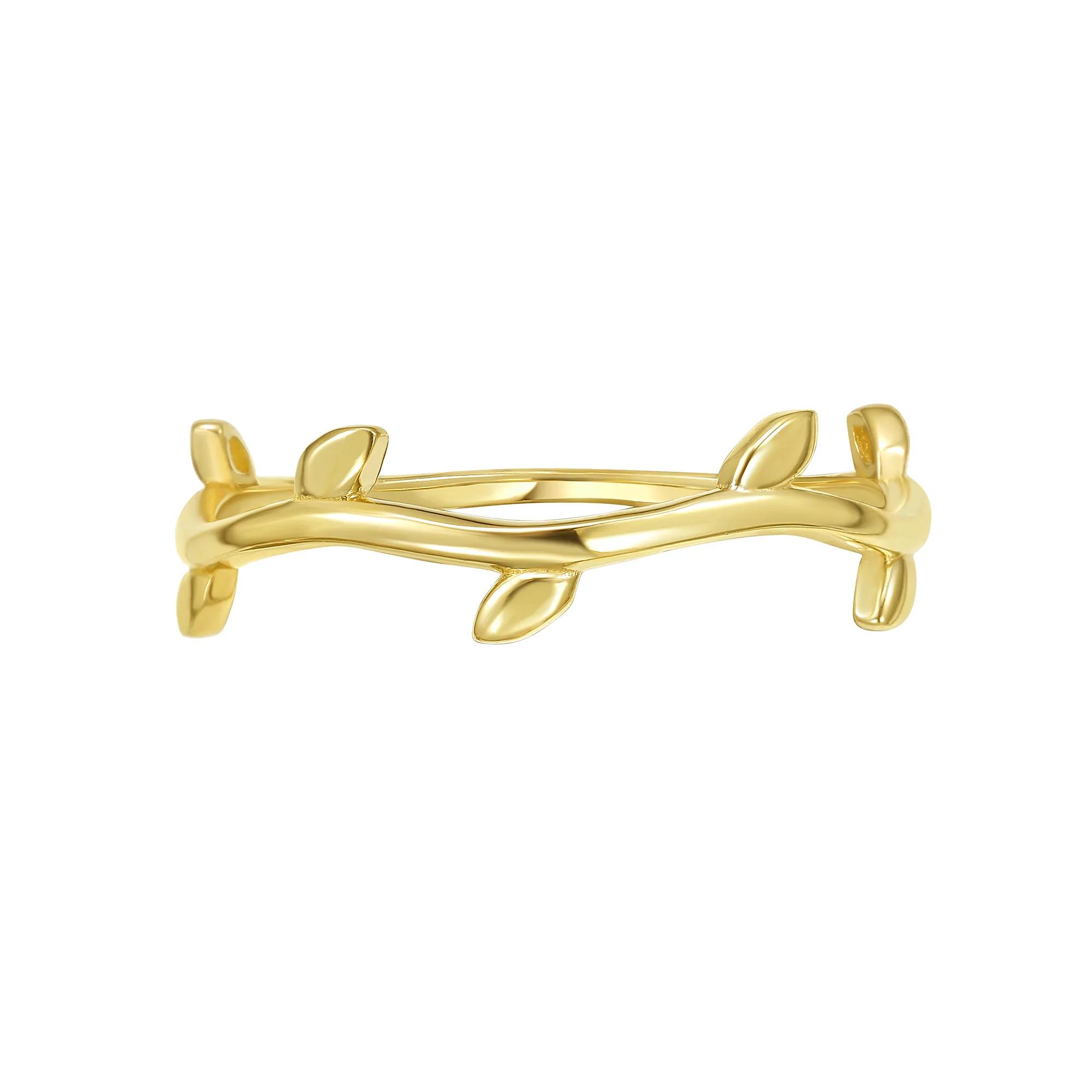 14K Yellow Gold Leaf Stack Ring | Nature-Inspired Fine Jewelry