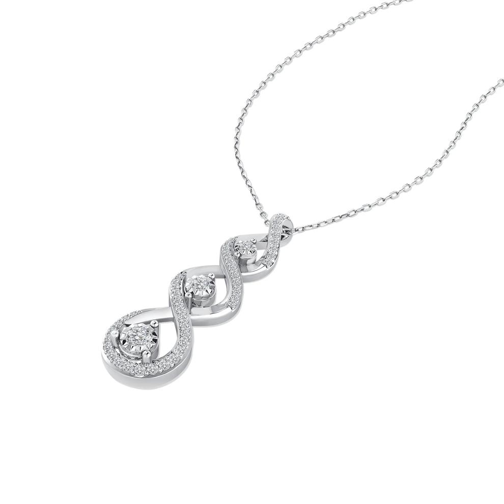 Diamond Linear Twisted Pendant Necklace in 10K White Gold (1/2 ct. tw.) – Image 4 of 4