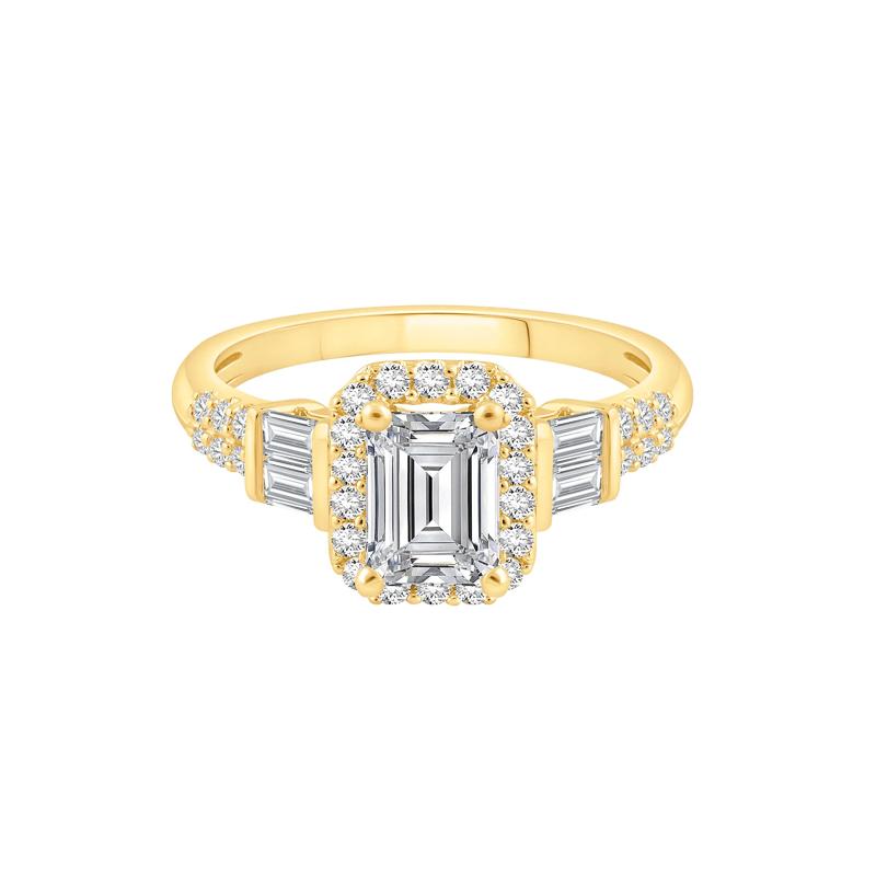 Lab Grown Diamond Emerald Engagement Ring in 10K Yellow Gold &#40;1 1/2 ct. tw.&#41; – Image 1 of 4