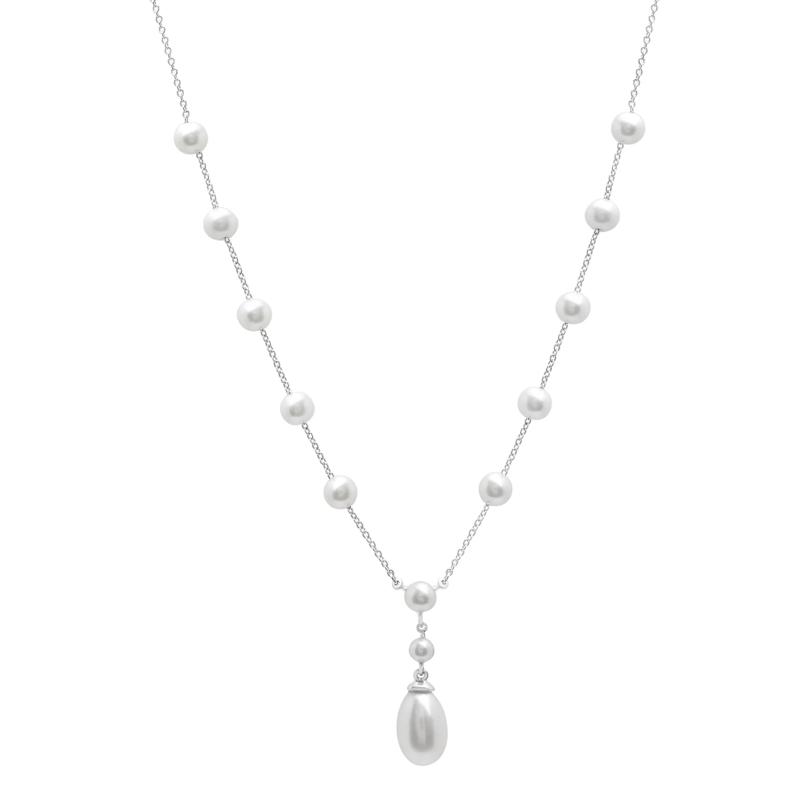 Pearl Drop Pendant Necklace in Sterling Silver – Image 1 of 4