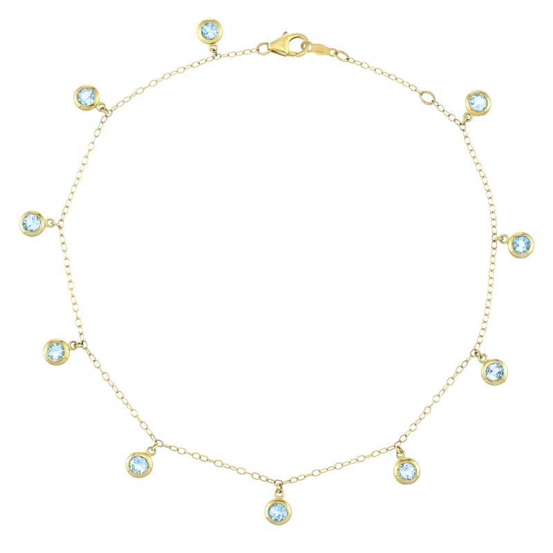 Blue Topaz Anklet in 10K Yellow Gold – Image 1 of 2