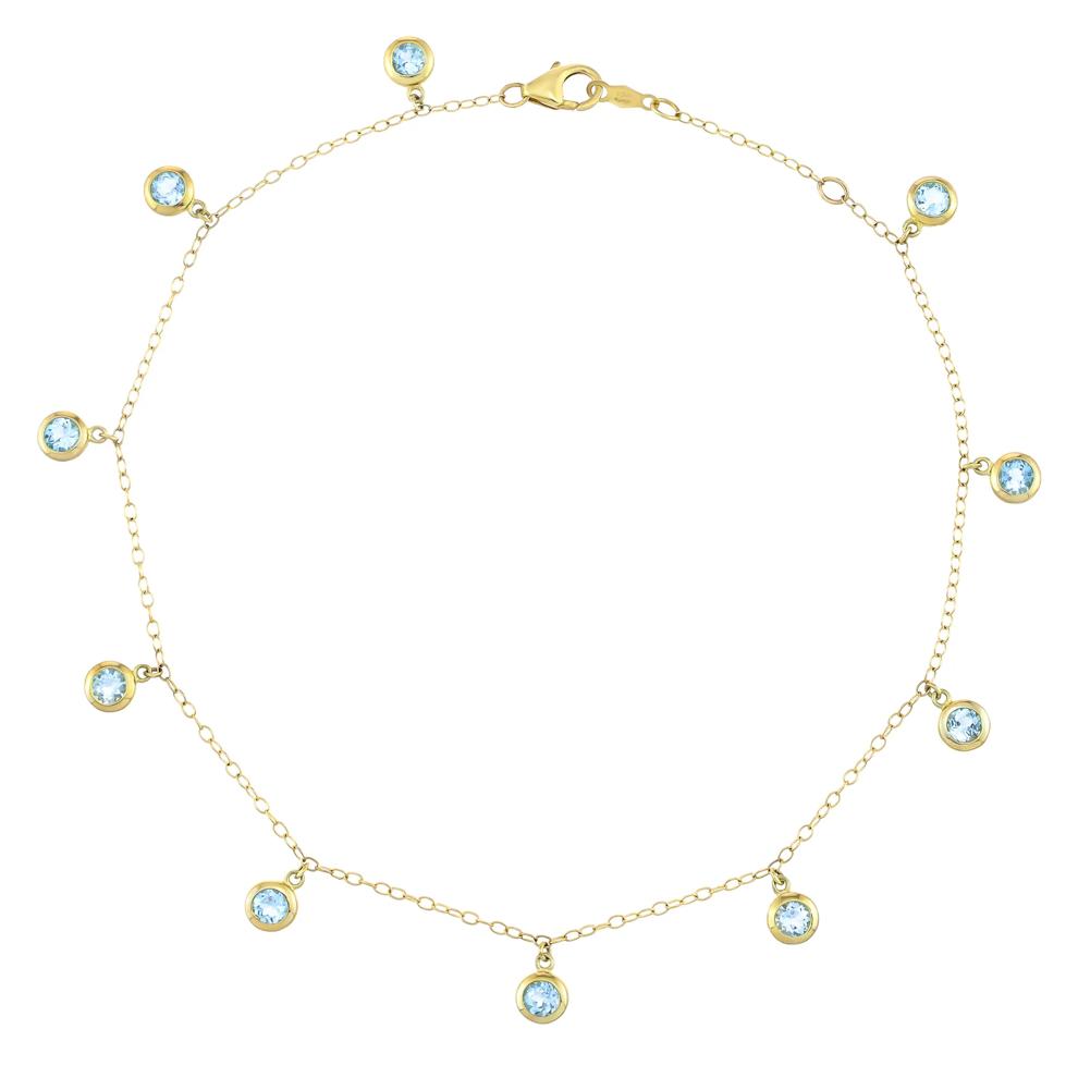 Blue Topaz Anklet in 10K Yellow Gold – Image 1 of 2