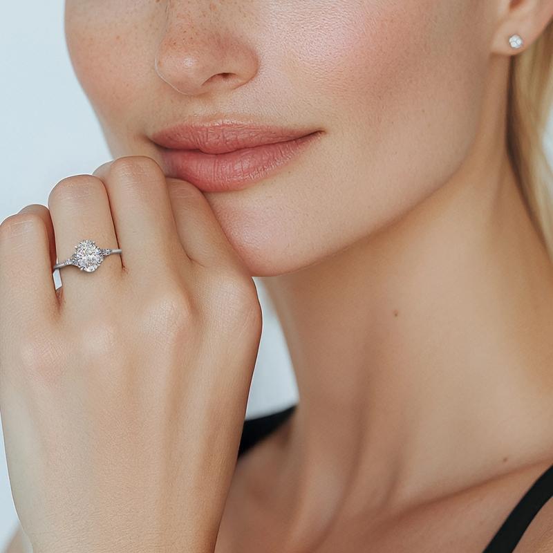 Lab Grown Diamond Oval Engagement Ring in 14K White Gold &#40;1 ct. tw.&#41; – Image 5 of 5