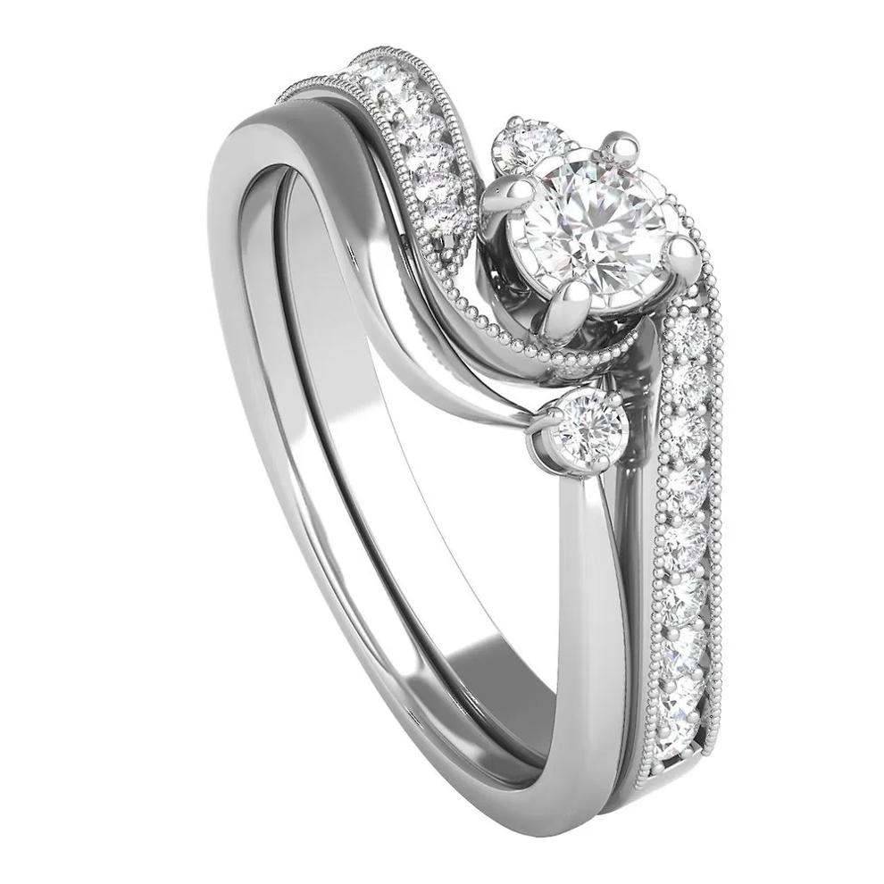 3/8 ct. tw. Diamond Engagement Ring Set in 10K White Gold – Image 4 of 6