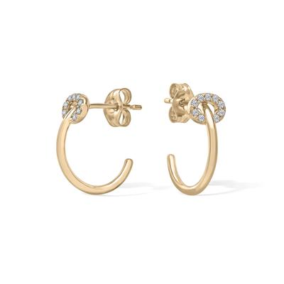 Diamond Oval J-Hoop Earrings in 10K Yellow Gold (1/10 ct. tw.)