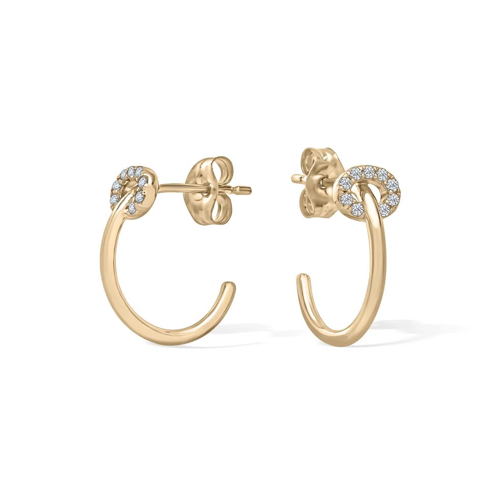 Diamond Oval J-Hoop Earrings in 10K Yellow Gold (1/10 ct. tw.) – Image 1 of 2
