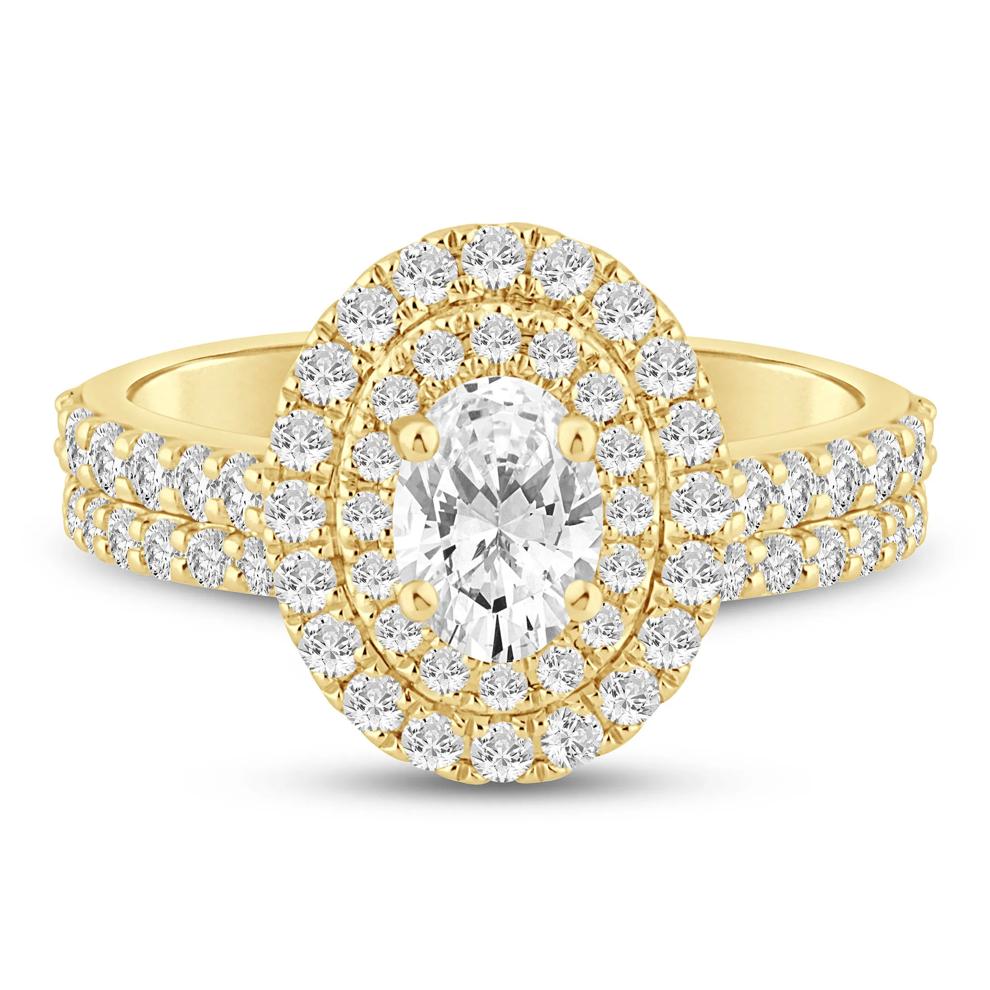 Lab Grown Diamond Double Halo Engagement Ring in 14K Yellow Gold (1 1/2 ct. tw.) – Image 1 of 3