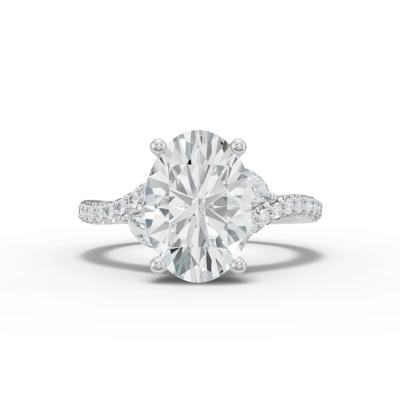 Lab Grown Diamond Oval Center Engagement Ring in 14K White Gold (3 1/3 ct. tw.)
