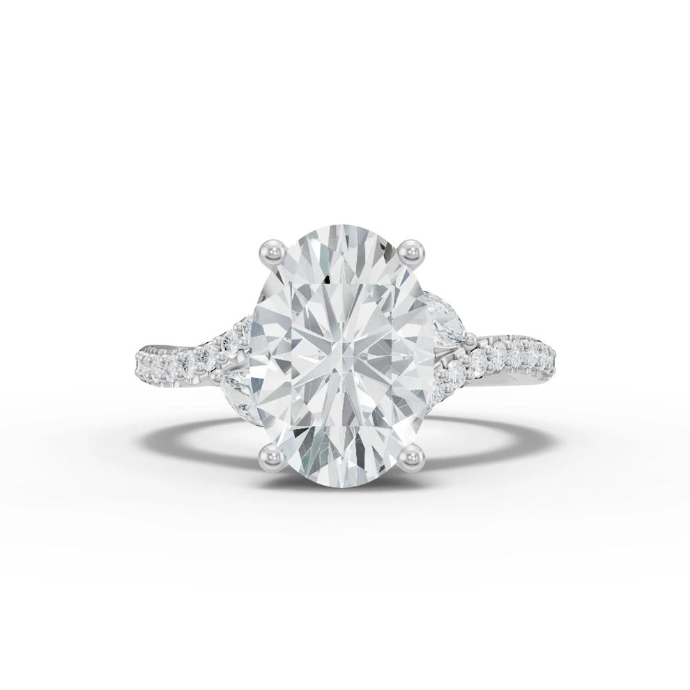Lab Grown Diamond Oval Center Engagement Ring in 14K White Gold (3 1/3 ct. tw.) – Image 1 of 4