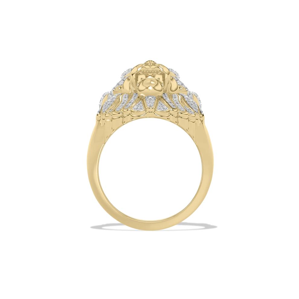 Men's Lab-Created Ruby &amp; Diamond Lion's Head Ring in 10K Yellow Gold (1/2 ct. tw.) – Image 2 of 4