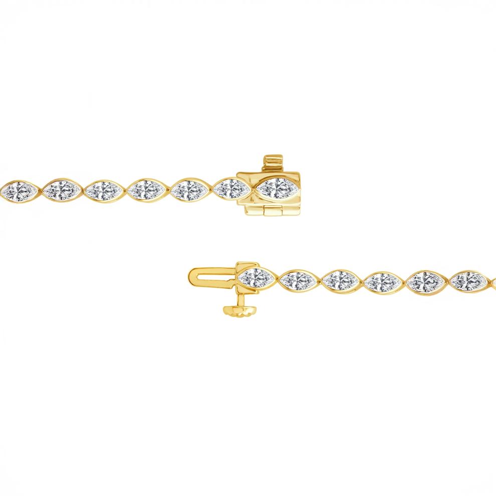 Lab Grown Diamond Marquise Bezel Bracelet in 10K Yellow Gold (3 3/4 ct. tw.) – Image 4 of 4