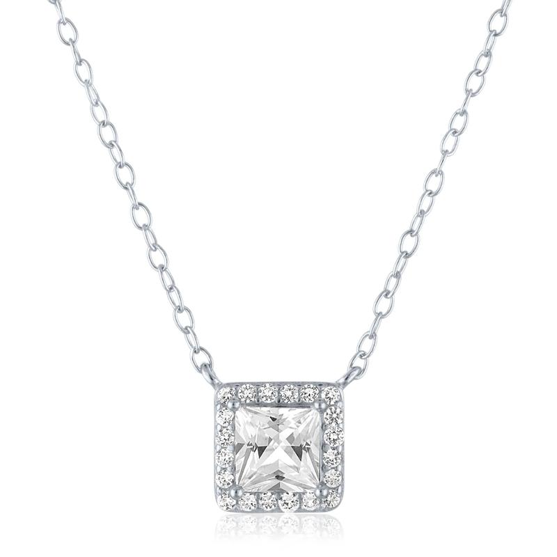 Lab-Created White Sapphire Pendant and Earring Halo Box Set in Sterling Silver – Image 3 of 4