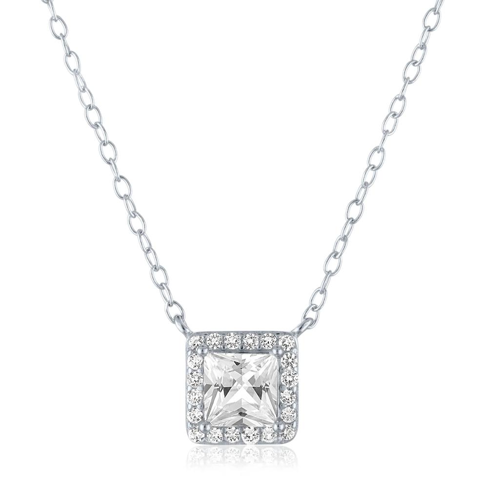 Lab-Created White Sapphire Pendant and Earring Halo Box Set in Sterling Silver – Image 3 of 4
