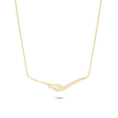 Diamond Crossover Necklace in 10K Yellow Gold (1/5 ct. tw.)