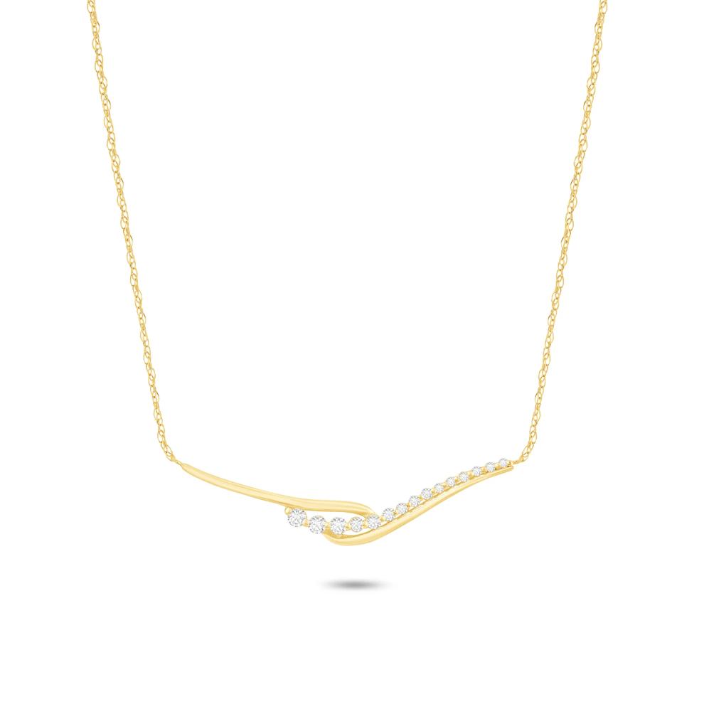 Diamond Crossover Necklace in 10K Yellow Gold (1/5 ct. tw.) – Image 1 of 4