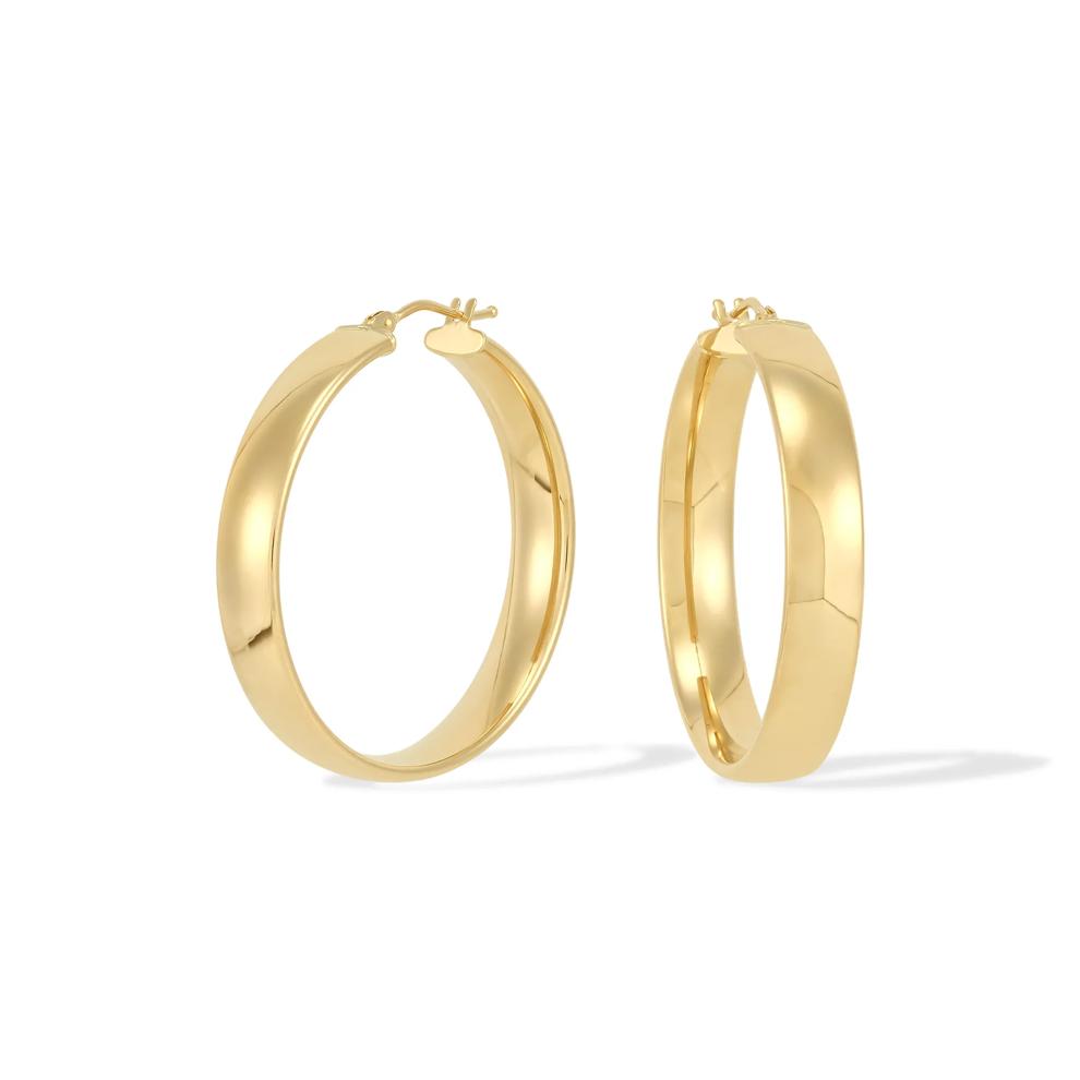 Polished Tube Hoop Earrings in 14K Yellow Gold, 35MM – Image 1 of 2