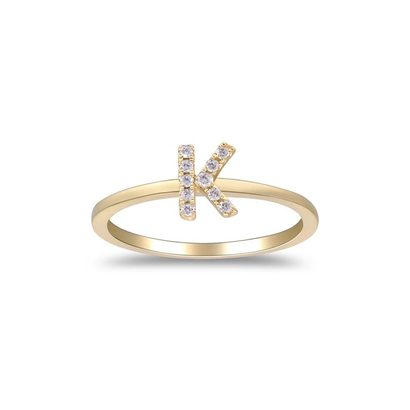 Diamond Accent "K" Initial Ring in 10K Yellow Gold – Image 1 of 5