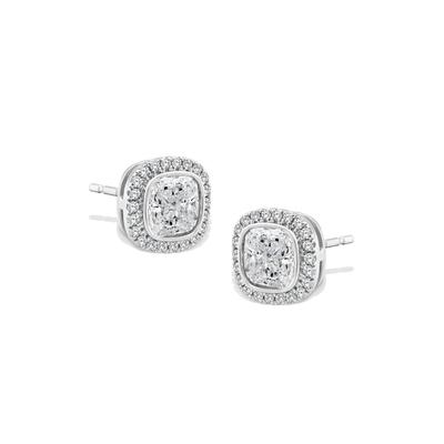 Lab Grown Diamond Cushion Halo Stud Earrings in 10K White Gold (1 5/8 ct. tw.)
