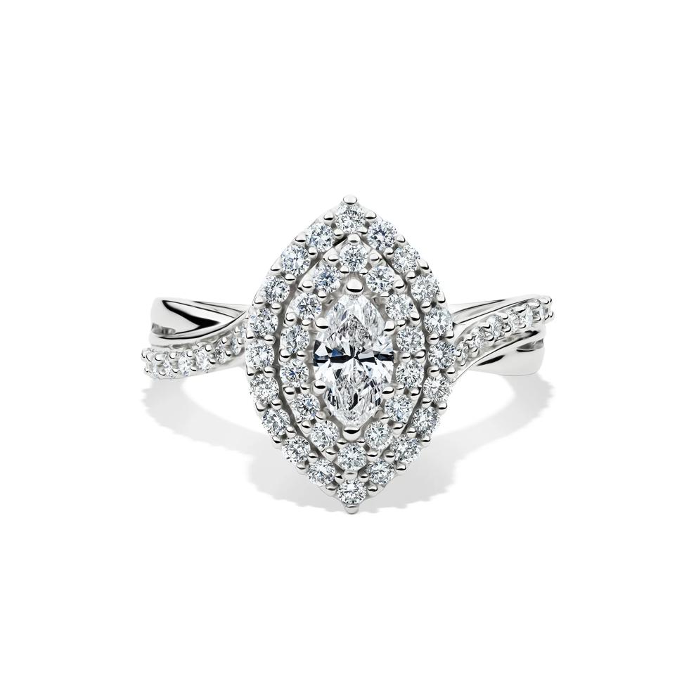 Marquise Diamond Halo Engagement Ring in 14K White Gold (1 ct. tw.) – Image 1 of 4