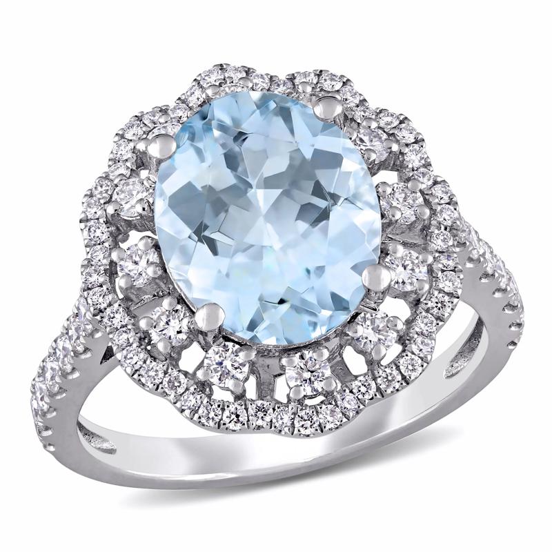 Aquamarine and Diamond Ring in 14K White Gold &#40;3/4 ct. tw.&#41; – Image 4 of 7