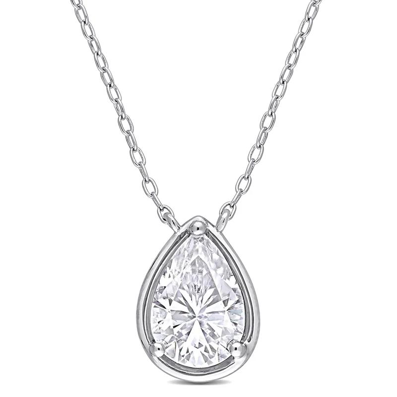 Pear-Shaped Moissanite Pendant in Sterling Silver (2 ct. dew) – Image 1 of 4