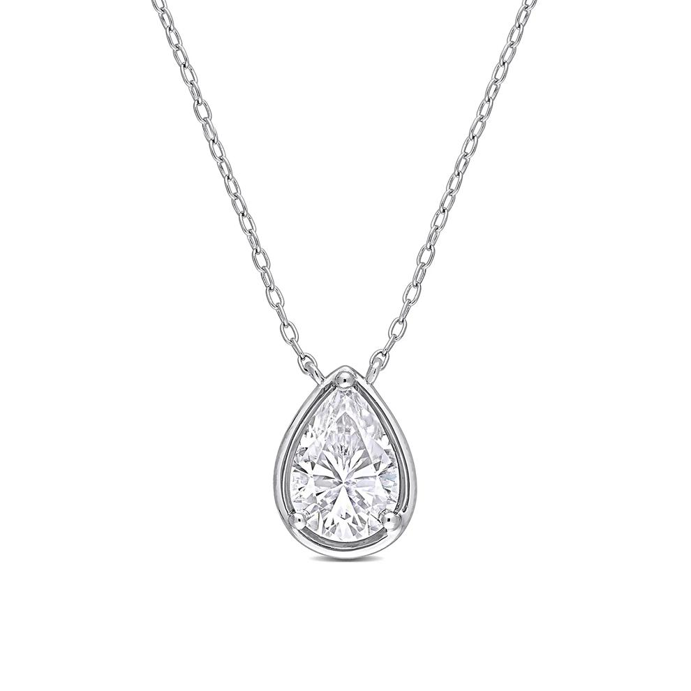 Pear-Shaped Moissanite Pendant in Sterling Silver (2 ct. dew) – Image 1 of 4