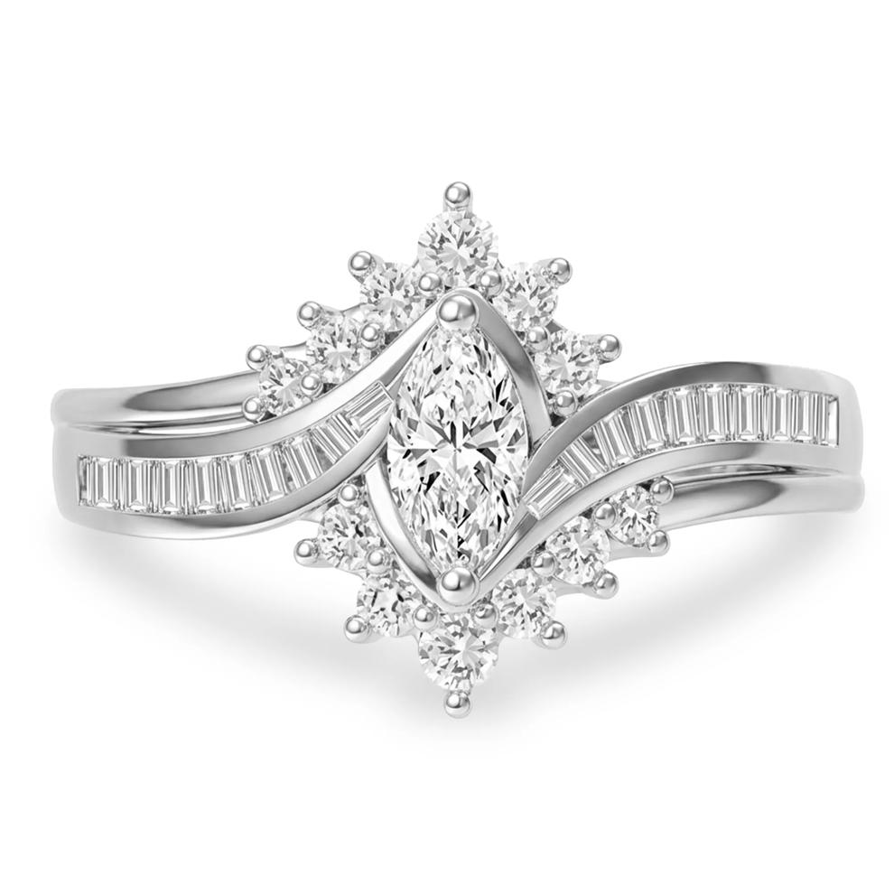 Diamond Marquise Center Engagement Ring in 14K White Gold (3/4 ct. tw.) – Image 1 of 4