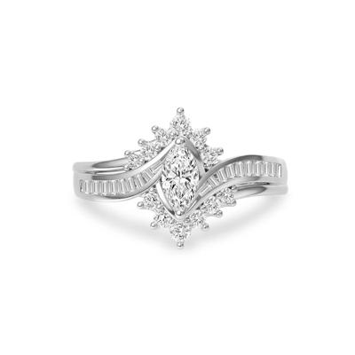 Diamond Marquise Center Engagement Ring in 14K White Gold (3/4 ct. tw.)
