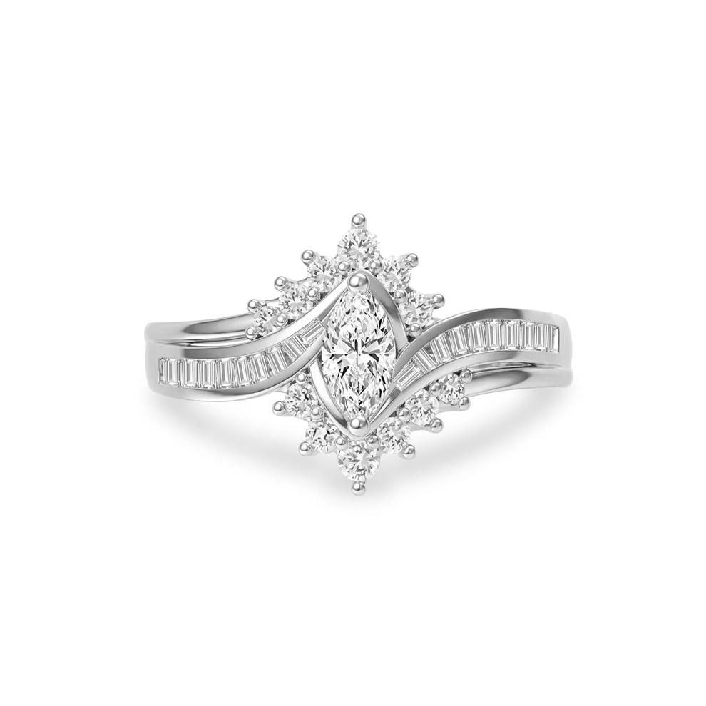 Diamond Marquise Center Engagement Ring in 14K White Gold (3/4 ct. tw.) – Image 1 of 4