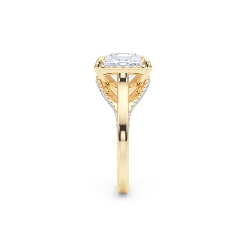 Lab Grown Diamond Square Radiant-Cut Halo Engagement Ring in 14K Yellow Gold &#40;4 1/2 ct. tw.&#41; – Image 3 of 5