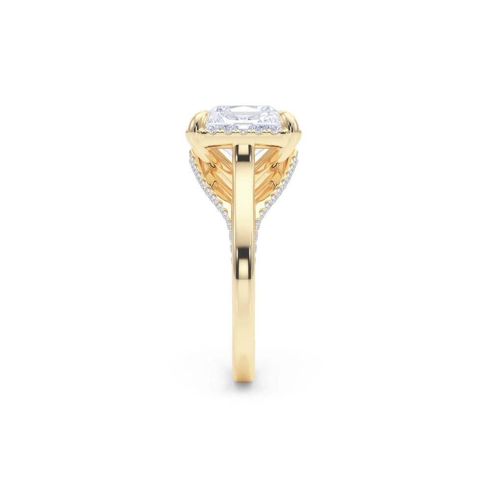Lab Grown Diamond Square Radiant-Cut Halo Engagement Ring in 14K Yellow Gold (4 1/2 ct. tw.) – Image 3 of 4