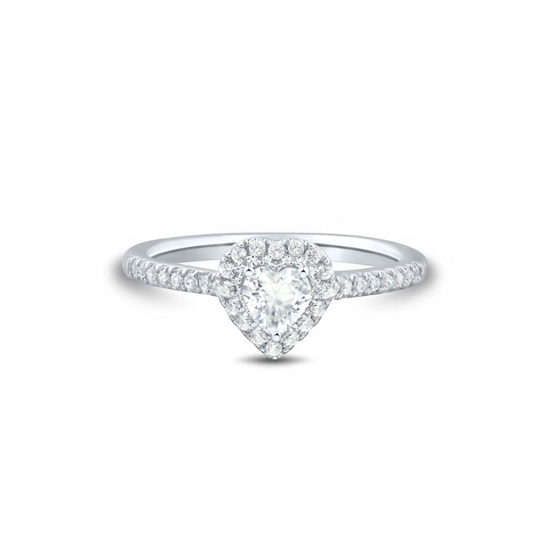 Lab Grown Diamond Heart-Shaped Center Promise Ring in 10K White Gold &#40;1/2 ct. tw.&#41; – Image 1 of 3