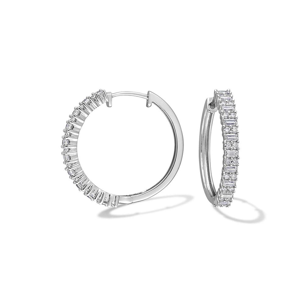 Lab-Created Moissanite Hoop Earrings in Sterling Silver (1 3/4 ct. dew) – Image 1 of 2