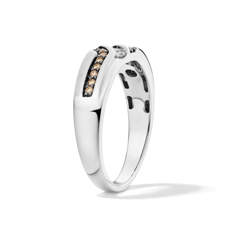 Men's Brown and White Diamond Ring in 10K White Gold (1/4 ct. tw.) – Image 3 of 4