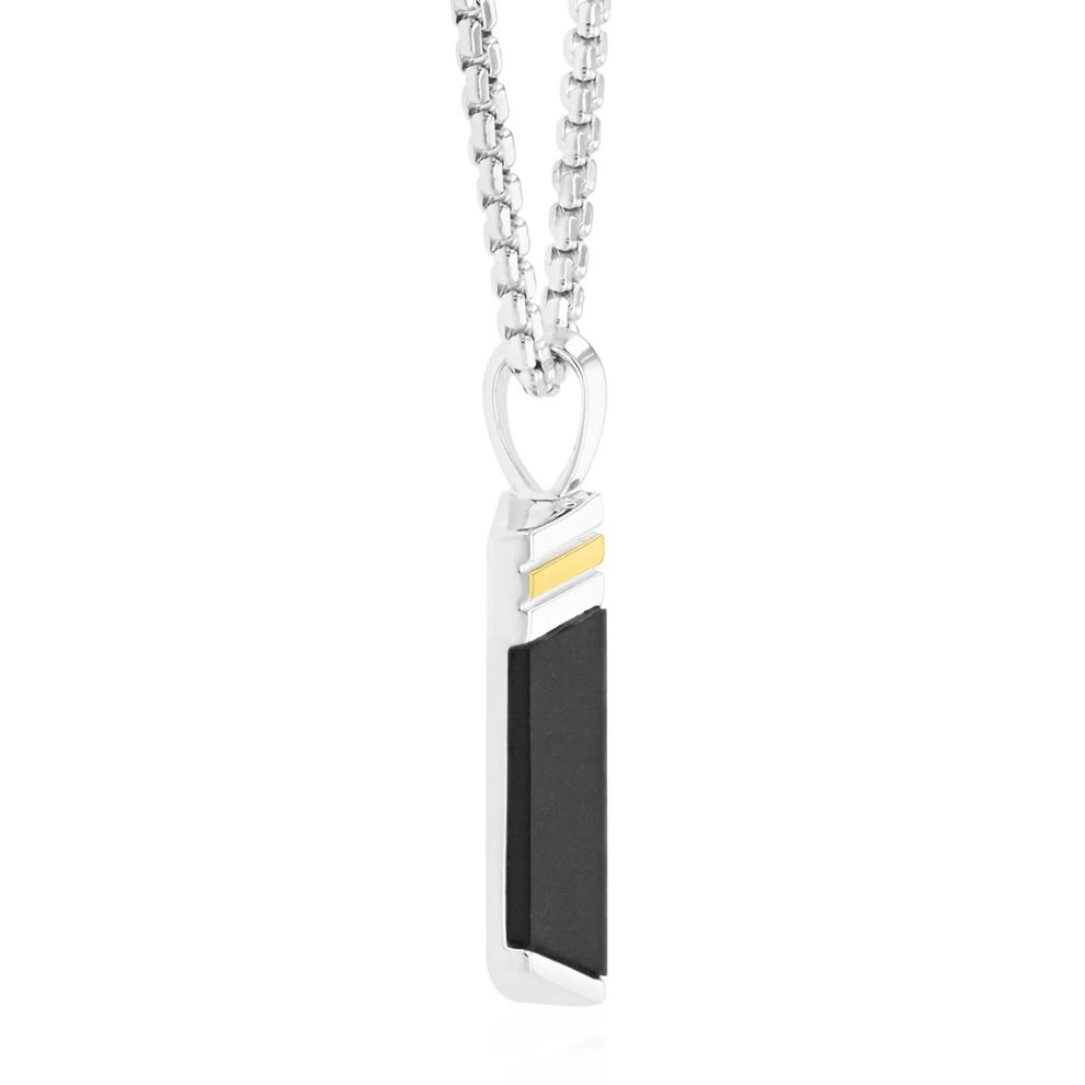 Men's Black Onyx Stick Pendant in Sterling Silver and Vermeil – Image 2 of 7