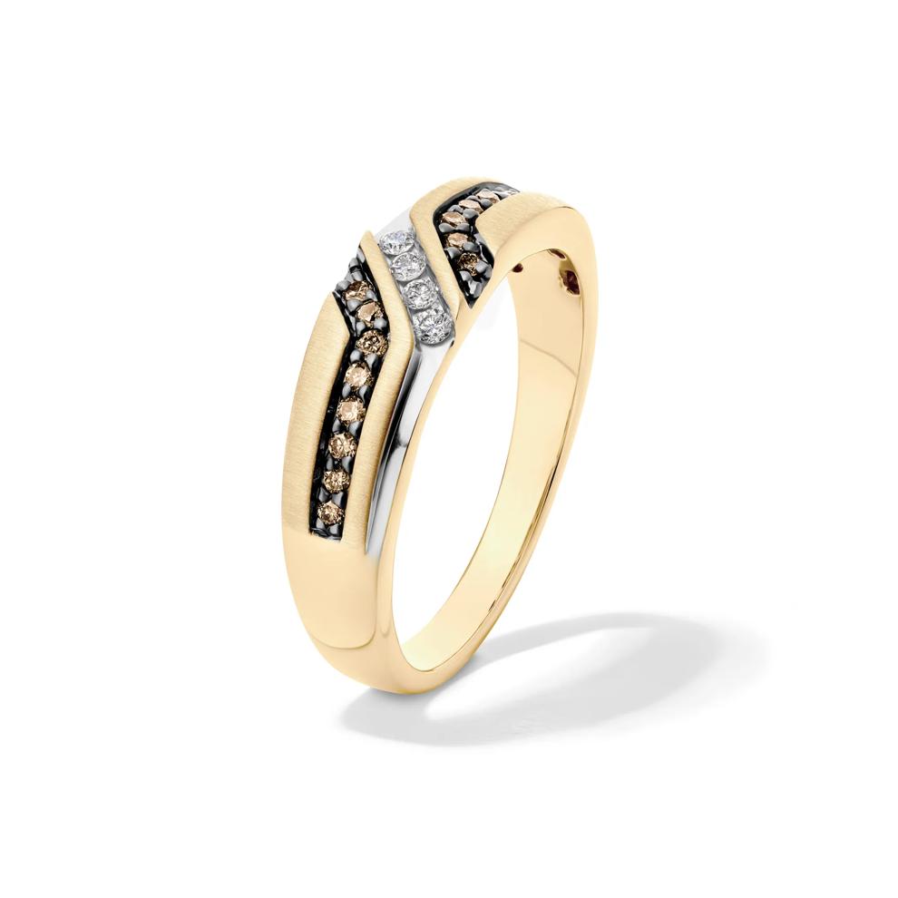 Men's Brown and White Diamond Ring in 10K Yellow Gold (1/4 ct. tw.) – Image 4 of 4