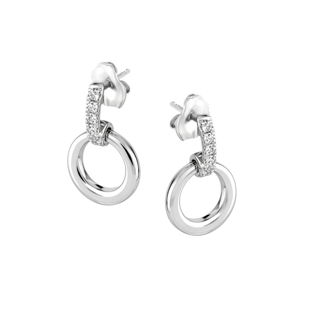 Diamond Mini Door Knocker Drop Earrings in Sterling Silver (1/10 ct. tw.) – Image 1 of 2