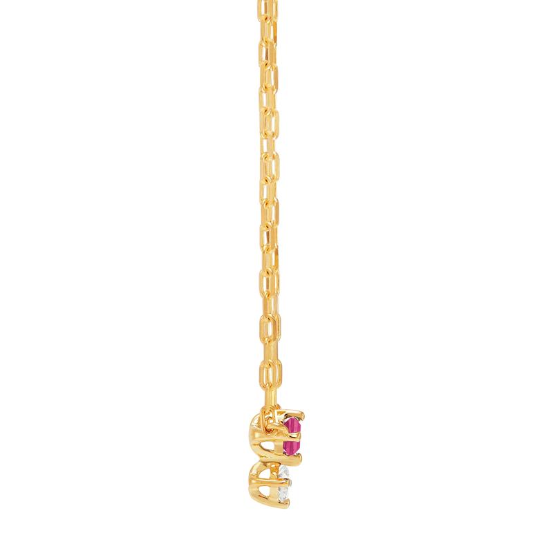 Lab Grown Diamond Accent and Lab-Created Ruby Necklace in 10K Yellow Gold – Image 2 of 3
