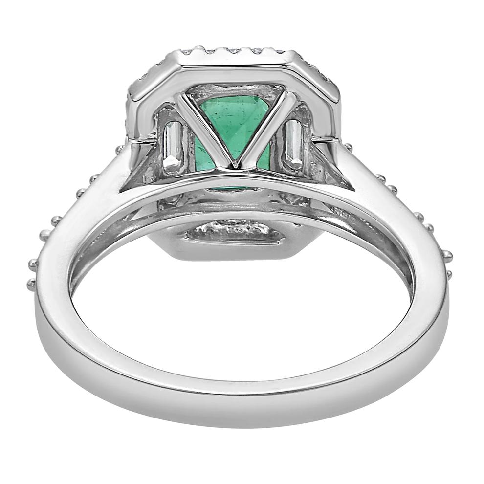 Emerald-Cut Emerald &amp; Diamond Ring in 18K White Gold (3/4 ct. tw.) – Image 4 of 5